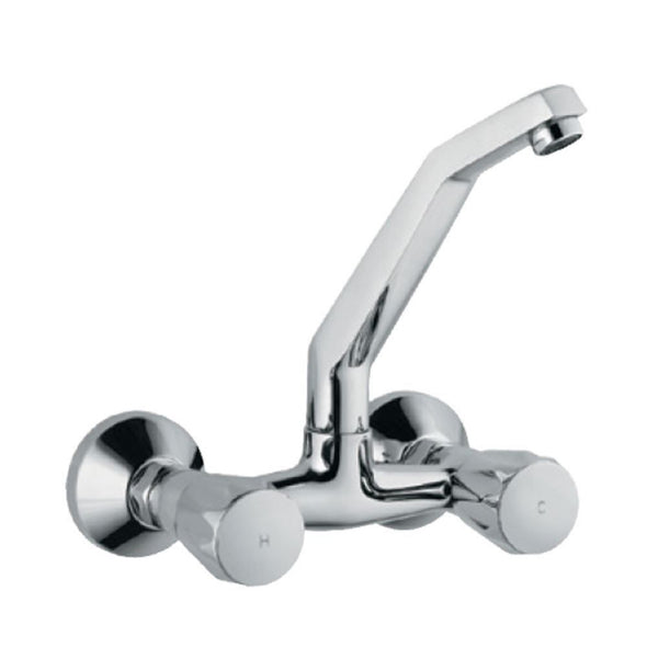 Jaquar Continental Sink Mixer CON-319KN with Raised ‘J’ Shaped Swinging Spout (Wall Mounted Model) with Connecting Legs & Wall Flanges-sink mixer-dealsplant