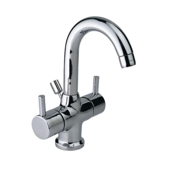 Jaquar Florentine Central Hole Basin Mixer FLR-5169NB with Round Spout with Popup Waste System with 450mm Long Braided Hoses, 20mm Cartridge Size-Basin Mixer-dealsplant