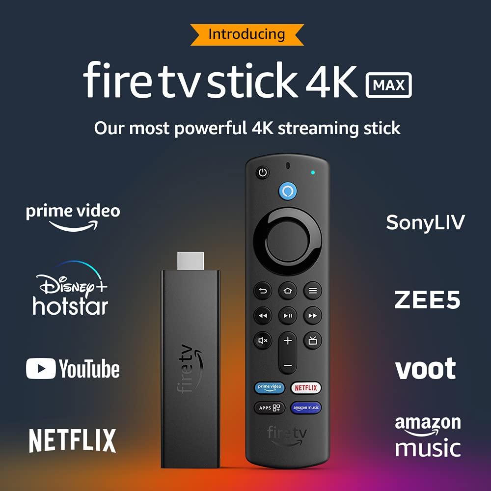 Fire TV Stick 4K Max streaming device, Alexa Voice Remote (includes TV controls), Wi-Fi 6 Compatible 2021 release-Streaming & Home Media Players-dealsplant