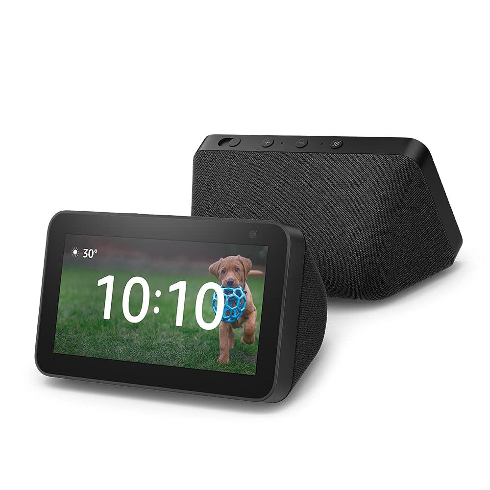 Echo Show 5 (2nd Gen, 2021 release) - Smart speaker with 5.5" screen, crisp sound and Alexa (Black) & Get 1 AVITA BULB FREE (WORTH rs-1299) Exclusive for Deals plant customers.-Speakers-dealsplant