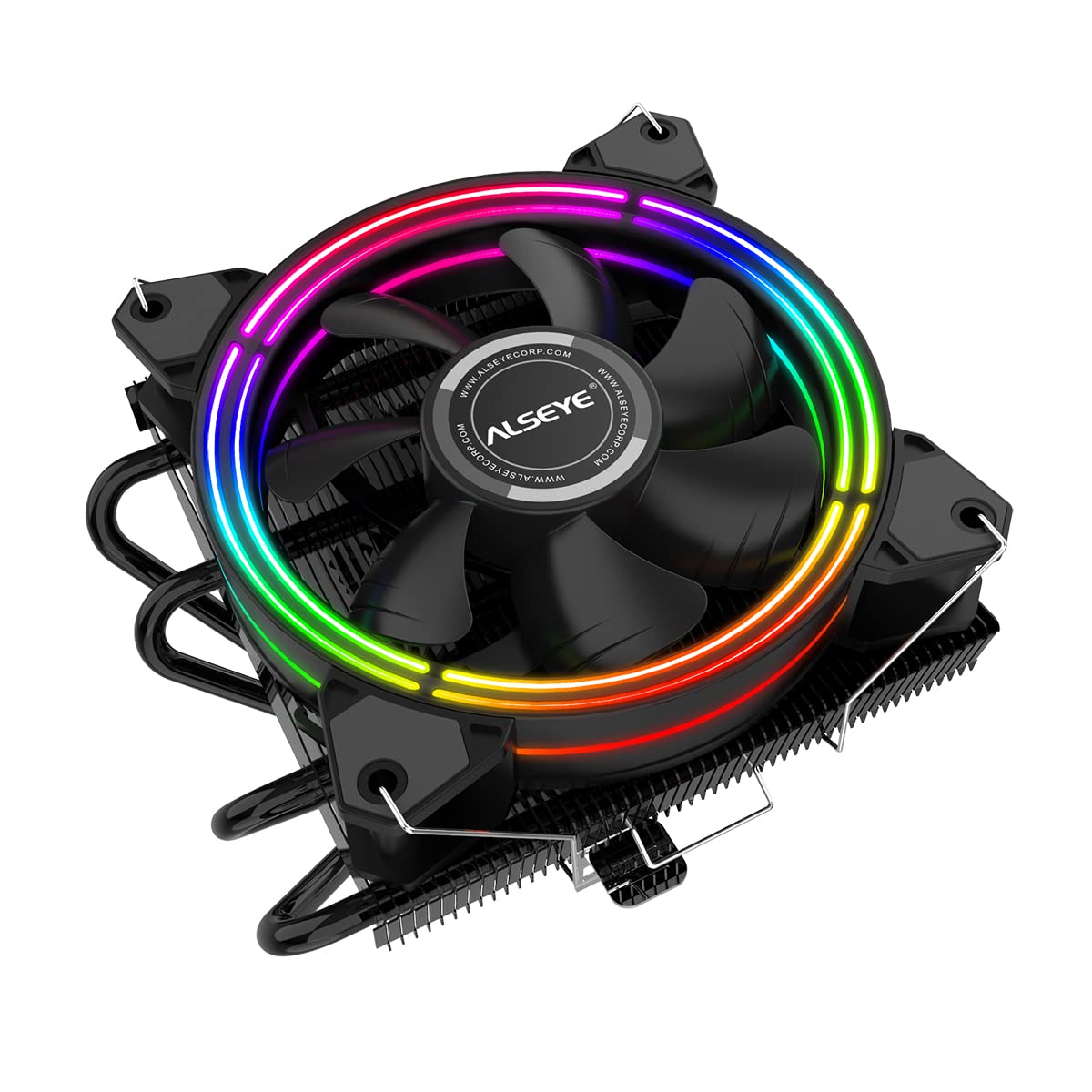 ALSEYE H120T PWM Halo Series Universal RGB CPU Cooler with 4 Heat Pipes and 120MM Fan 140W-CPU Air Cooler-dealsplant