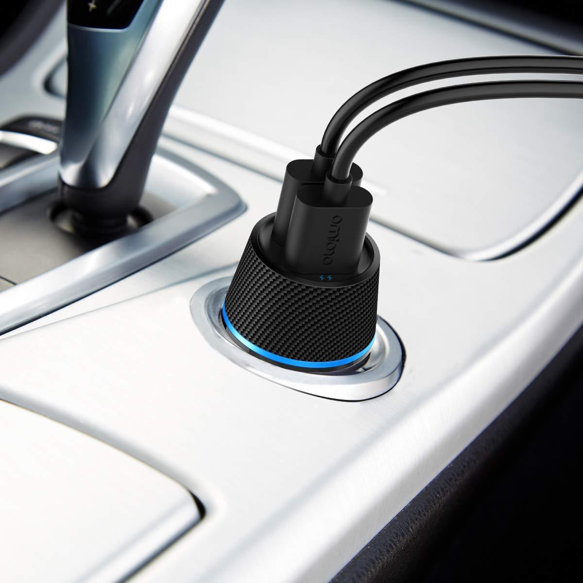 Car Charger, Oraimo Highway 10.5W Dual Ports Car Charger Adapter Fast Charging USB Charger with Blue LED Lights for MI, Samsung, Realme, iPhone, iPad-USB CAR CHARGERS-dealsplant