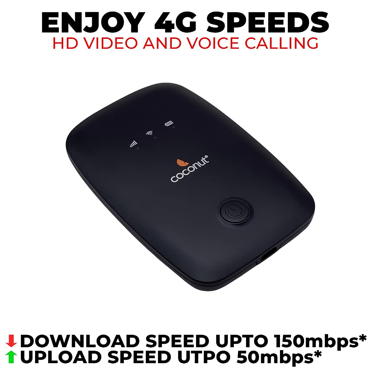 Coconut WR01 4G Wireless Router with All Sim Support, High Speed 4G WiFi Dongle | 4G Data Card Portable WiFi Hotspot with Premium Chipset (4g Dongle Connects Upto 8 Devices)-Routers-dealsplant