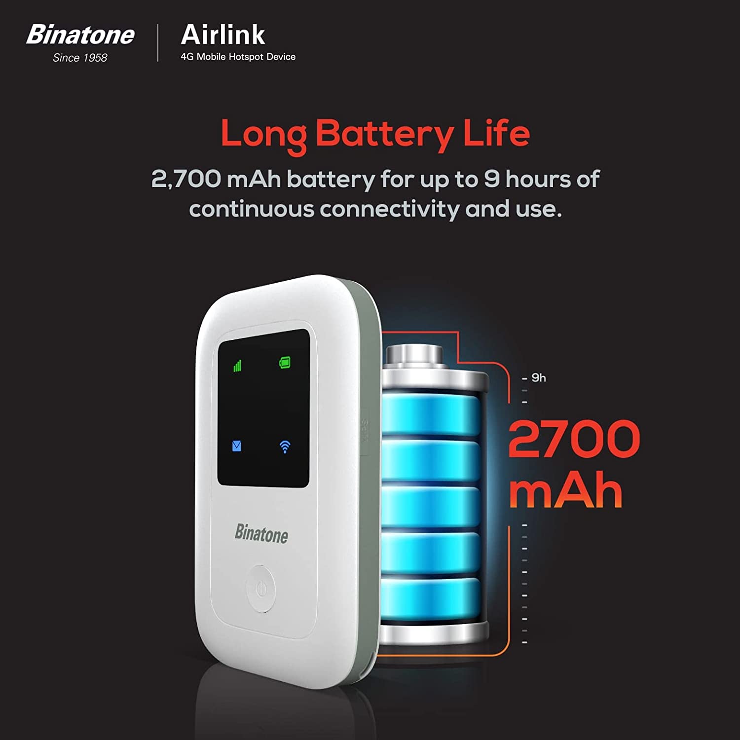 Binatone Airlink 4G MiFi Device BMF423-3G/4G LTE Advanced 150 mbps Mobile Wi-Fi Hotspot Device, Single_Band-hotspot device-dealsplant