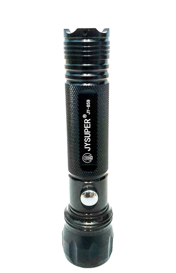 JY SUPER Metal Flashlight Torch - 200m (Black)-Torch light-dealsplant