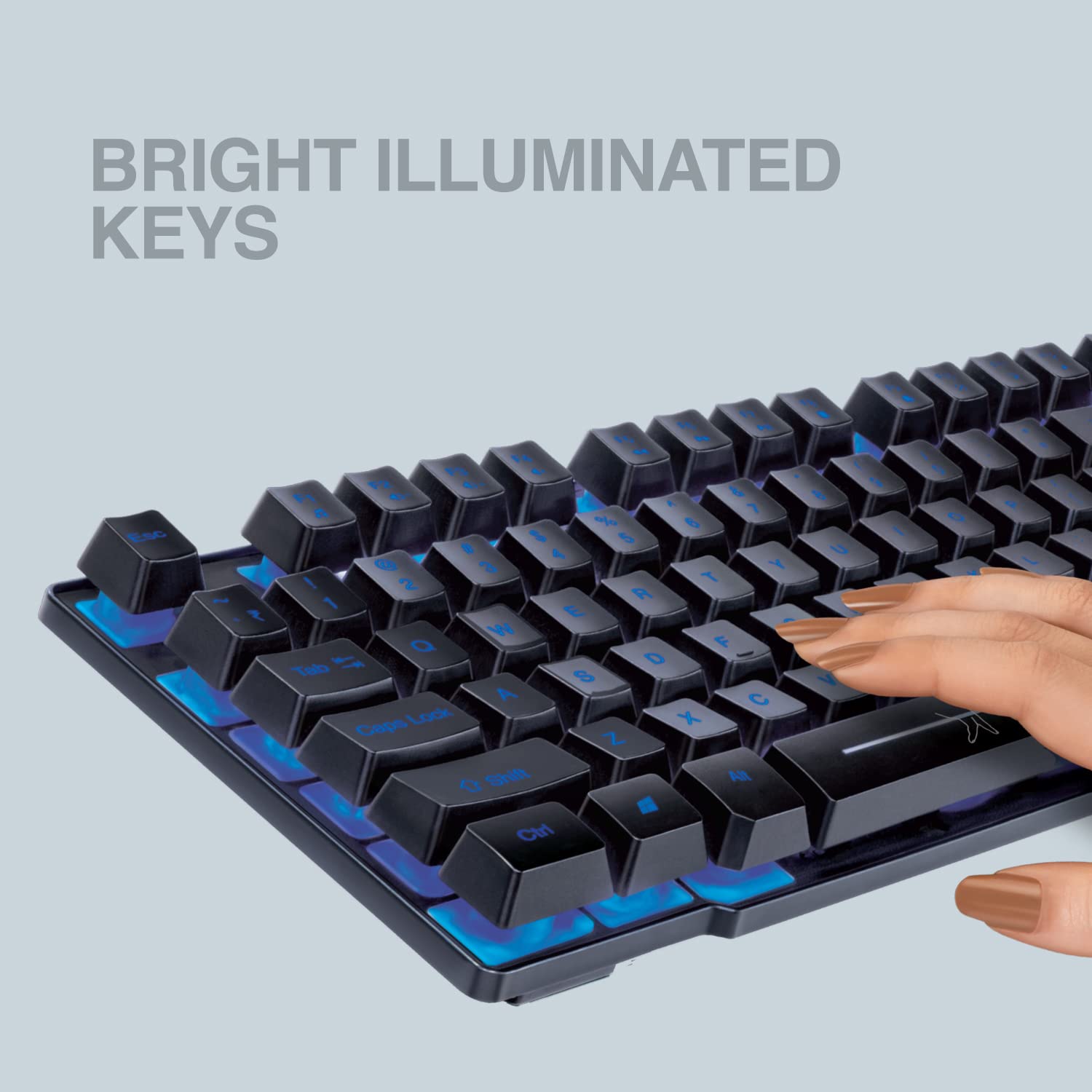 FINGERS Blazing BlueLit Wired Backlit Keyboard (Blue Illuminated Keys Compatible with Windows® Mac Linux)-Keyboards-dealsplant
