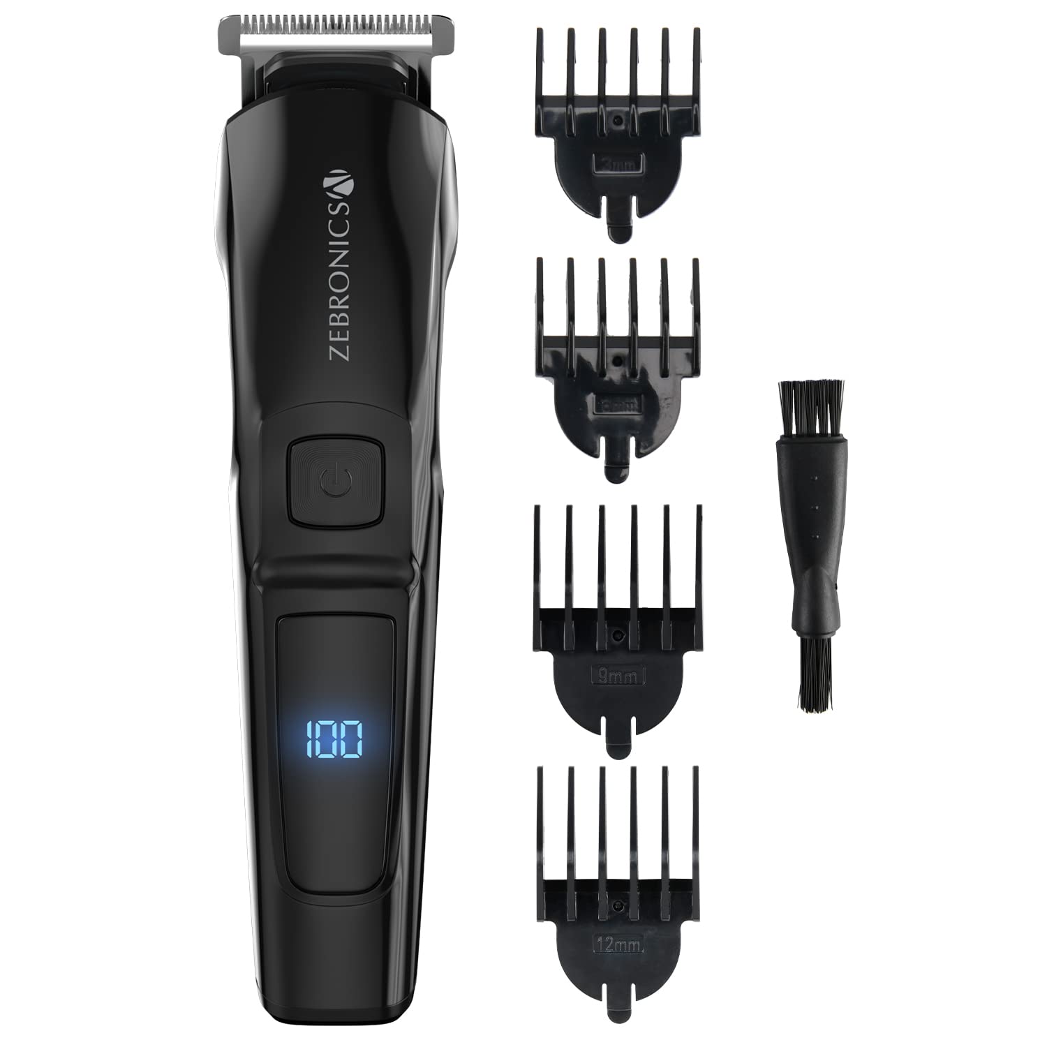 Zebronics ZEB-HT104 Corded/Cordless Use Trimmer with up to 90 Min USB Fast Charge, IPX6, 2 Speed Modes, LED Indicator, Rounded Tip Stainless Steel Blade, 4 Guide Combs, Washable Add-ons & ABS (Black)-Hair Trimmer-dealsplant