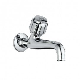 Essco Delux Long Body Bib Cock Faucet DLX-CHR-512KN with Wall Flange and Aerator-Long Body Bib Cock-dealsplant
