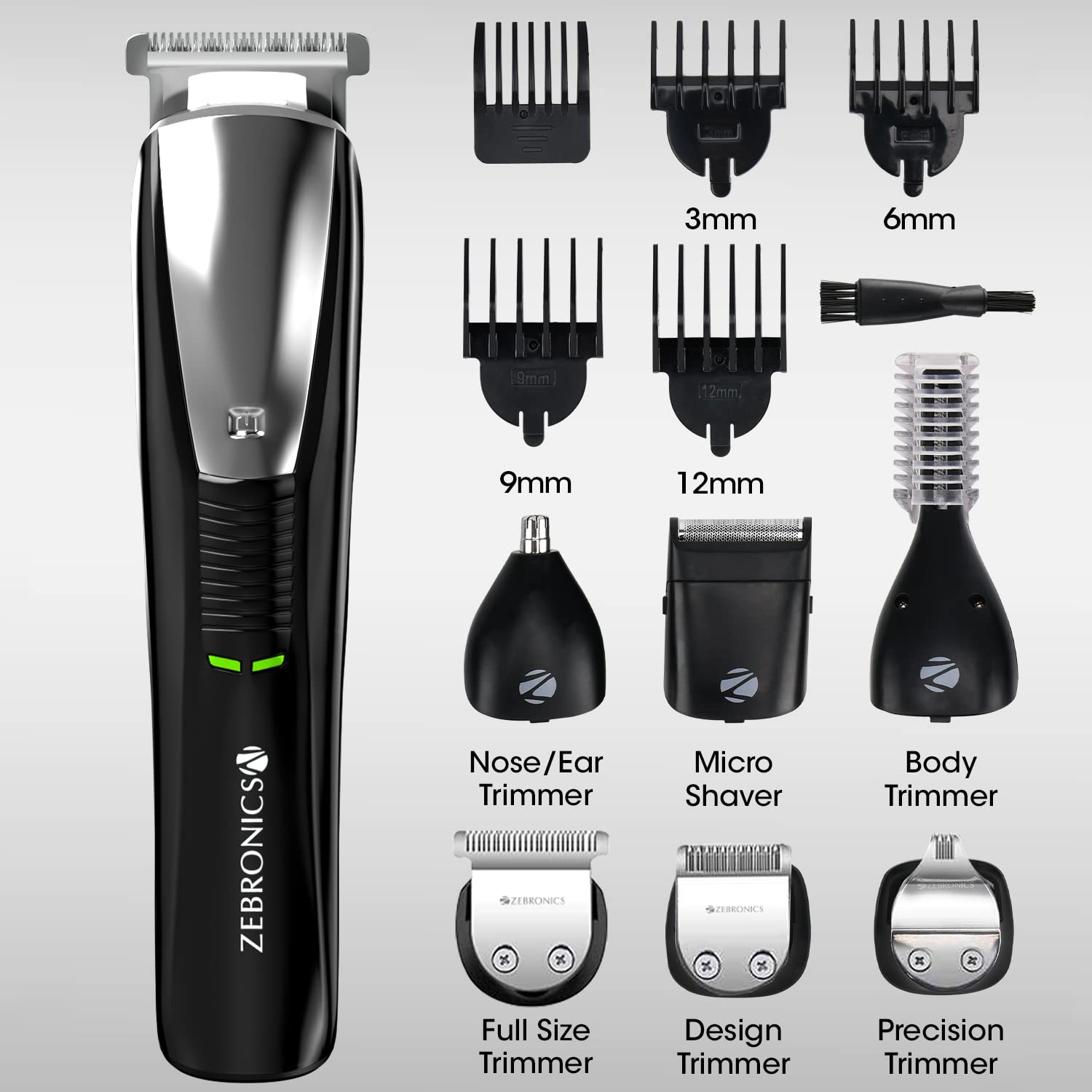 Zebronics ZEB-HT106 6 in 1 Grooming kit with Cordless/Cord use Trimmer, Styling tools, 90mins backup, fast charge, IPX6, 2 speed modes, Rounded tip blade, 4 guide combs, Washable add-ons and ABS(Black)-Trimmer-dealsplant