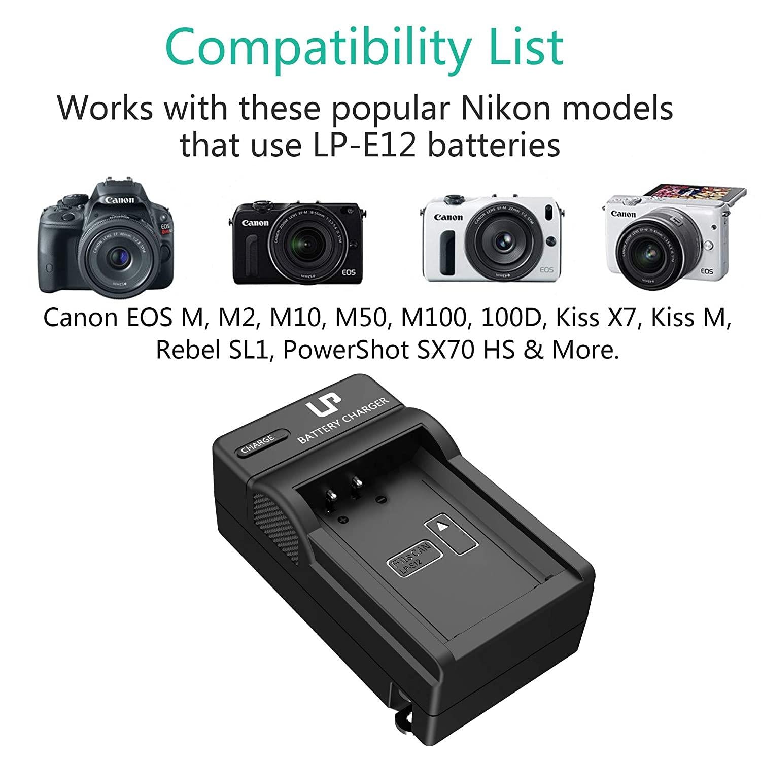 Battery charger for LP-E12,Compatible with EOS M EOS M10 EOS Rebel SL1 EOS 100D Digital Camera (6 month warranty)-Camera Battery Chargers-dealsplant