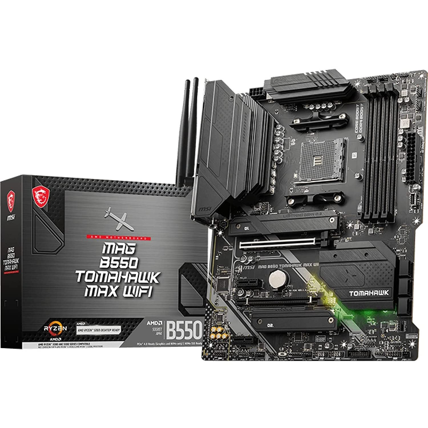 MSI MAG B550 Tomahawk MAX WIFI Motherboard Supports AMD Ryzen 5000 Series, 5000 G-Series, 4000G-Series, and 3000 Series processors-Motherboard-dealsplant