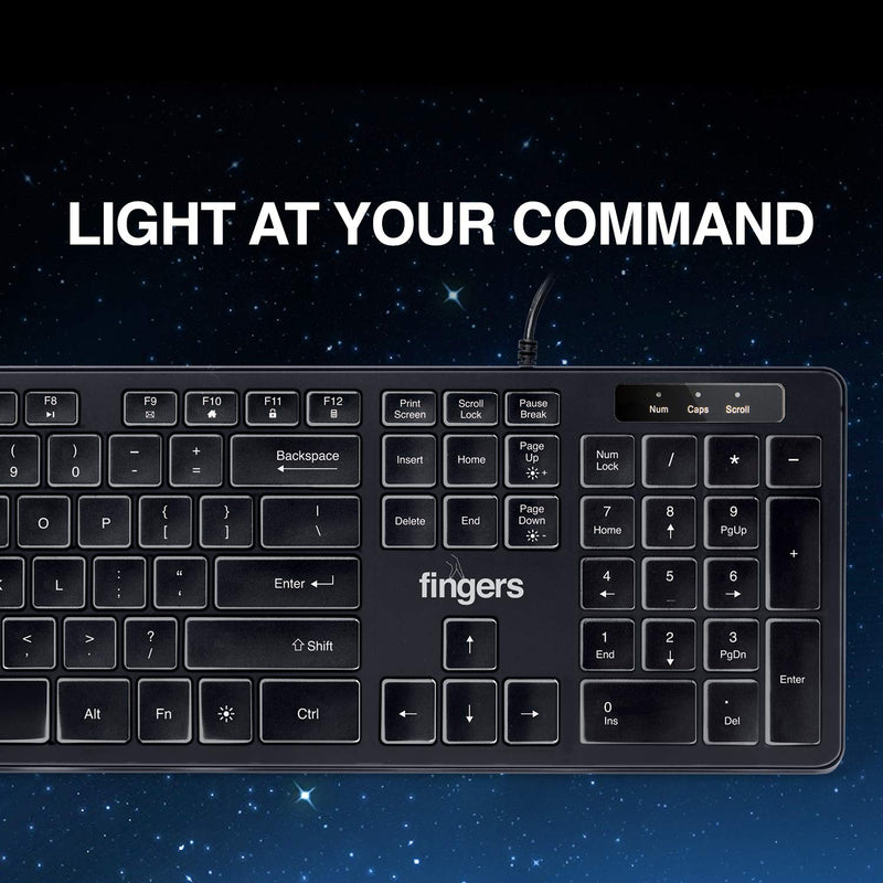 Finger's Fingers Magnifico Moonlit Backlit Wired USB Keyboard-Keyboards-dealsplant