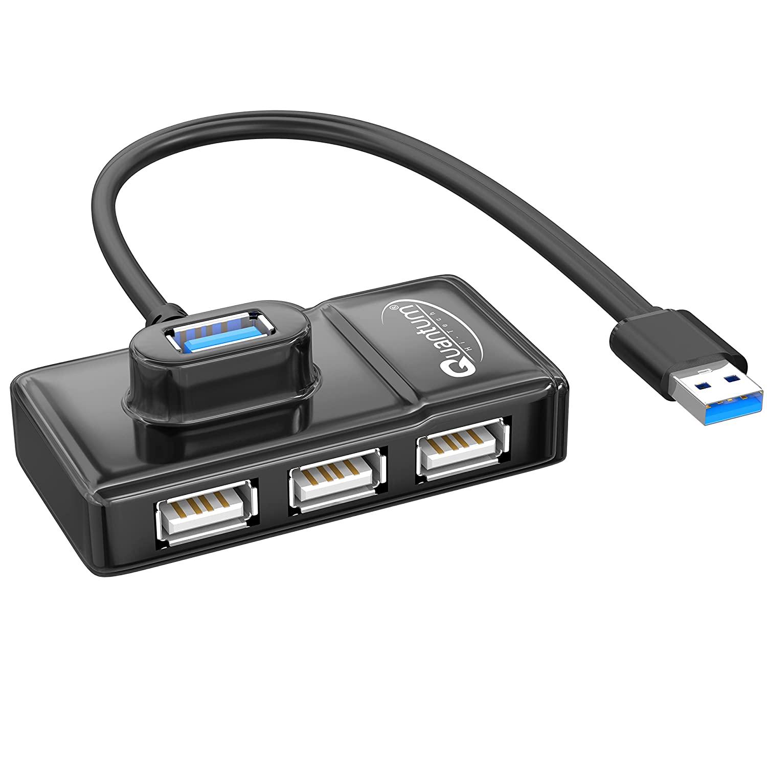 Quantum 4 Port USB Hub (1 Port 3.0 & 3 Port 2.0) with High Speed Data Transfer, Plug Play Usage, Compatible with Laptop, PC and Other USB-A Devices, QHM7532 (Black)-USB HUB-dealsplant