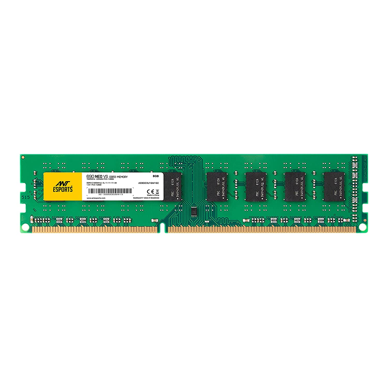Ant Esports 690 NEO VS 8GB (1 * 8GB) DDR3 1600 MHz CL 11-11-11-28 U-DIMM Desktop Memory - AE8GD3U16M16C-Computer Desktop RAM-dealsplant