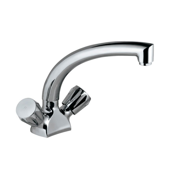 Jaquar Continental Mono Sink Mixer Chrome CON-321KNB with Swivel Special Extended Spout & 375mm Long Braided Hoses-sink mixer-dealsplant