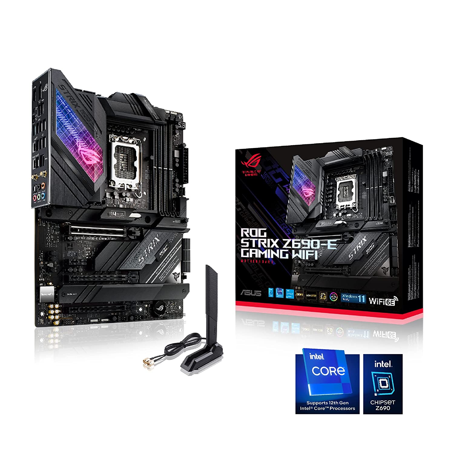 Asus ROG Strix Z690-E Gaming WIFI Motherboard support latest 12th Gen Intel CPU's with LGA 1700 socket, Pentium Gold and Celeron Processors.-Motherboard-dealsplant