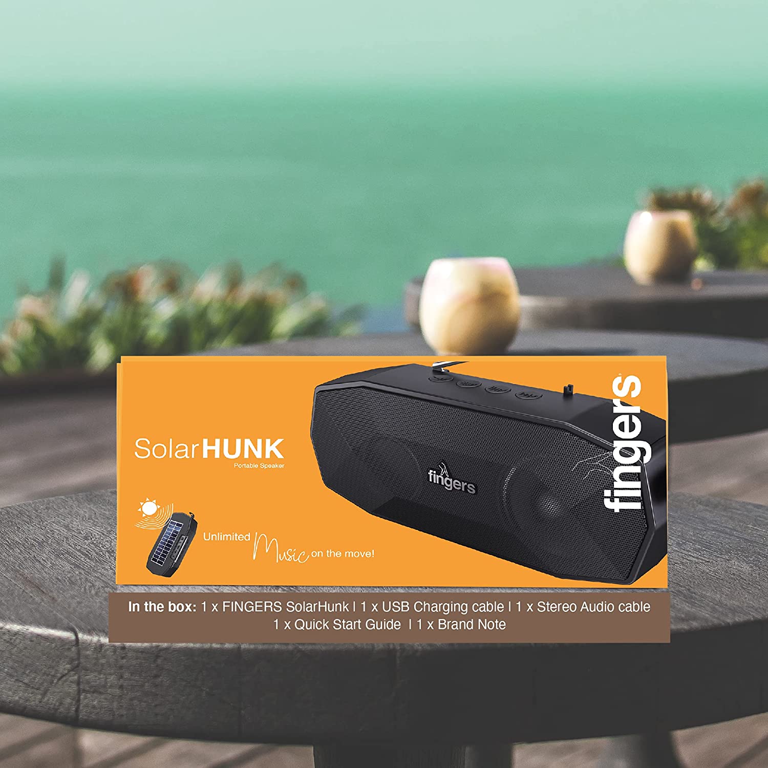 FINGERS SolarHunk Wireless Bluetooth Portable Speaker (Black)-Speakers-dealsplant