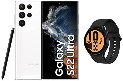 Samsung Galaxy S22 Ultra 5G (Phantom White, 12GB, 256GB Storage) + Samsung Galaxy Watch4-Mobile Phones-dealsplant