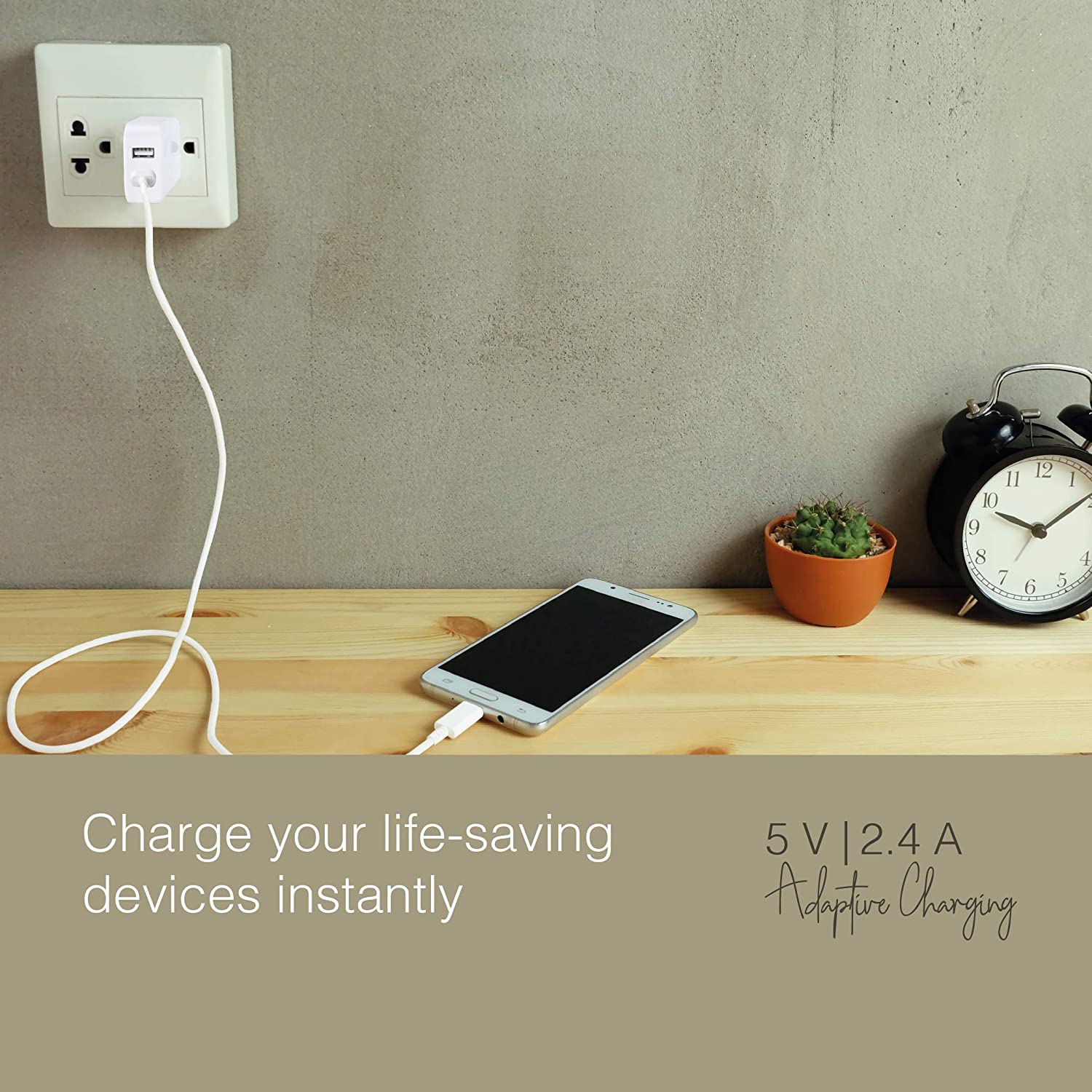 FINGERS 12 W PA-DualUSB Power Mobile Adapter with Micro USB Cable (Dual USB Ports BIS Certified)-Mobile Phone Accessories-dealsplant