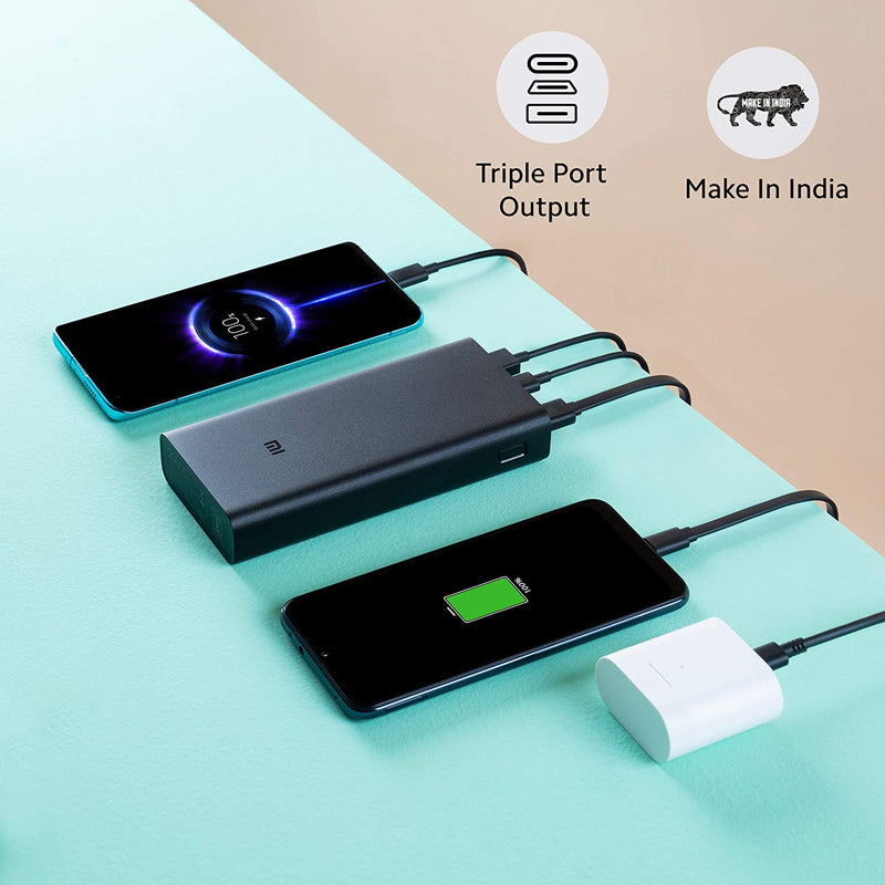 Mi 10000 mAh 3i Lithium Polymer Power Bank | Dual Input and Output Ports | 18W Fast Charging | Metal Body-Power Bank-dealsplant