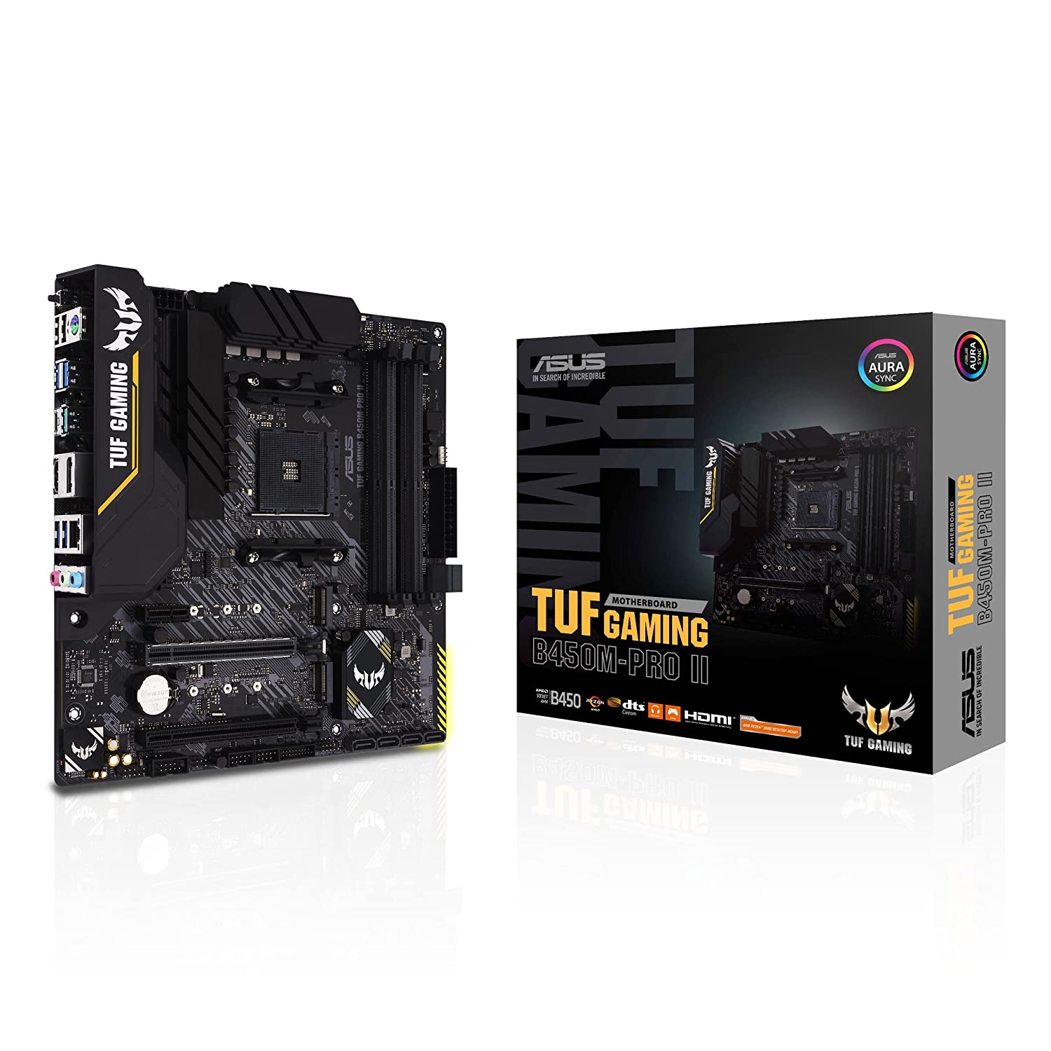 ASUS TUF Gaming B450M-PRO II AMD AM4 Micro ATX Motherboard with Dual M.2, DDR4 RAM Slots, AI Noise-Canceling Microphone, BIOS Flashback, USB 3.2 Gen 2, Addressable Gen 2 RGB Header, and Aura Sync-Motherboard-dealsplant