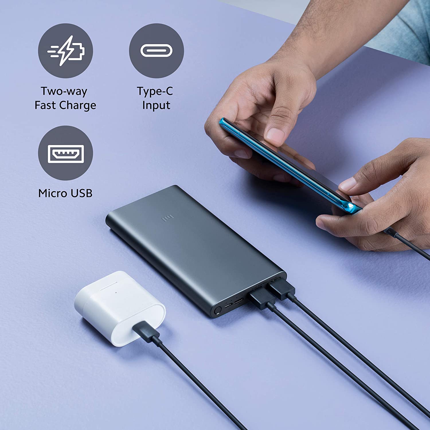 Mi Power Bank Boost Pro 30000mAh with 18W Fast Charging, Power Delivery  3.0, 24W Fast Recharging, Triple Output Port, Dual Input with Type C