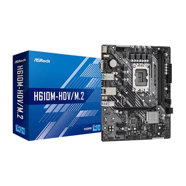 ASRock H610M-HDV/M.2 Motherboard H610M-HDV/M.2 M-ATX Motherboard, Supports 12th Gen Intel Core Processors (LGA1700), DDR4 3200MHz Memory, PCIe Gen3 x4 Ultra M.2 interface pushes data transfer speeds up to 32Gb/s.-Mother Boards-dealsplant