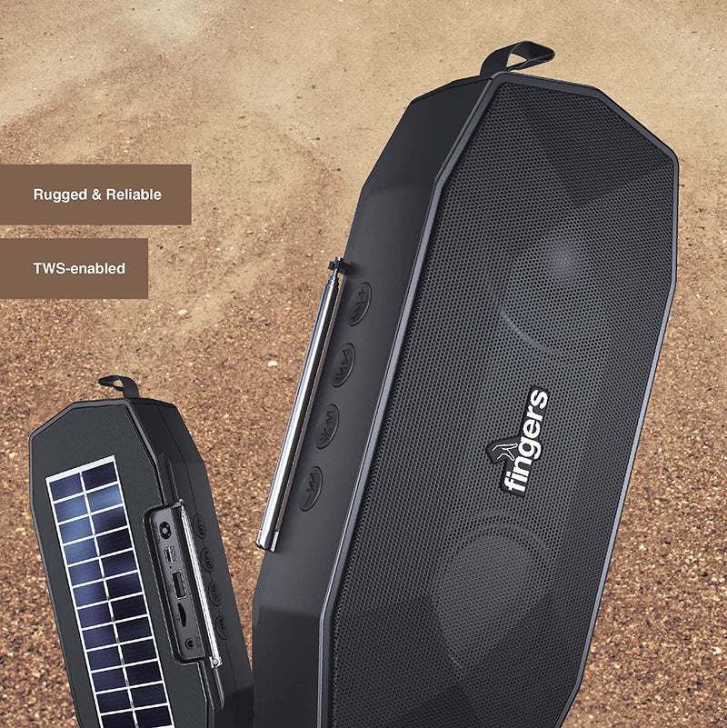 FINGERS SolarHunk Wireless Bluetooth Portable Speaker (Black)-Speakers-dealsplant