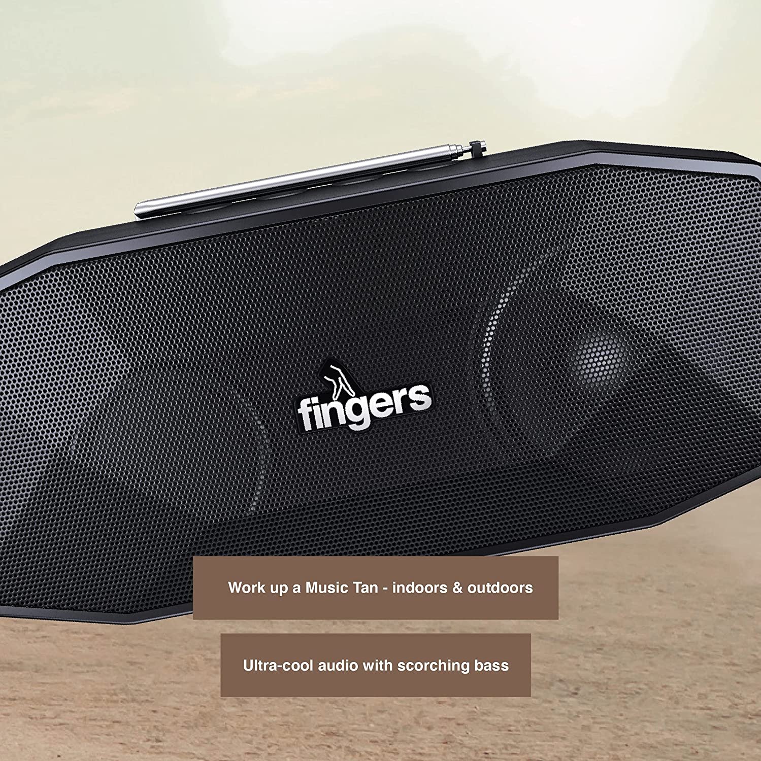 FINGERS SolarHunk Wireless Bluetooth Portable Speaker (Black)-Speakers-dealsplant