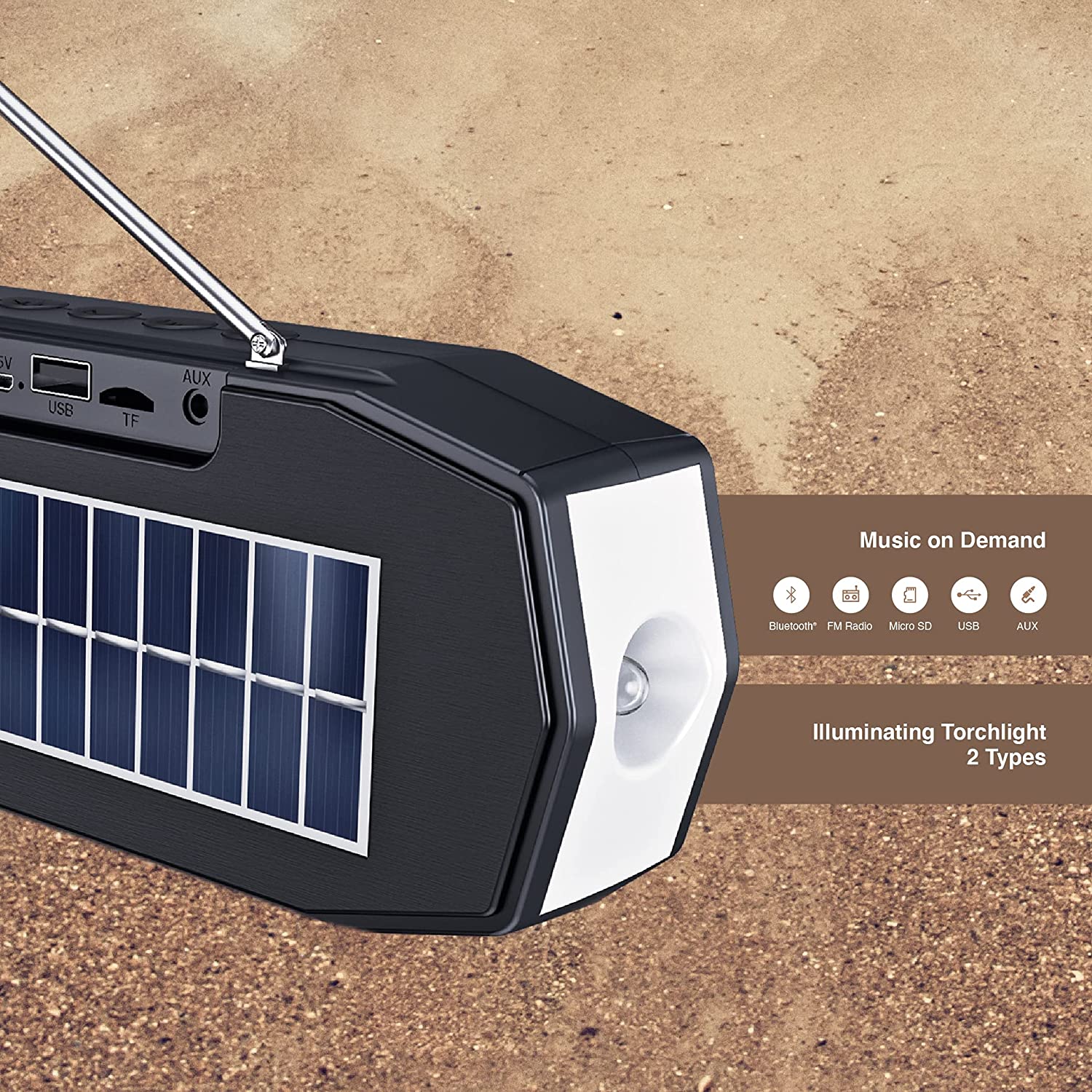 FINGERS SolarHunk Wireless Bluetooth Portable Speaker (Black)-Speakers-dealsplant