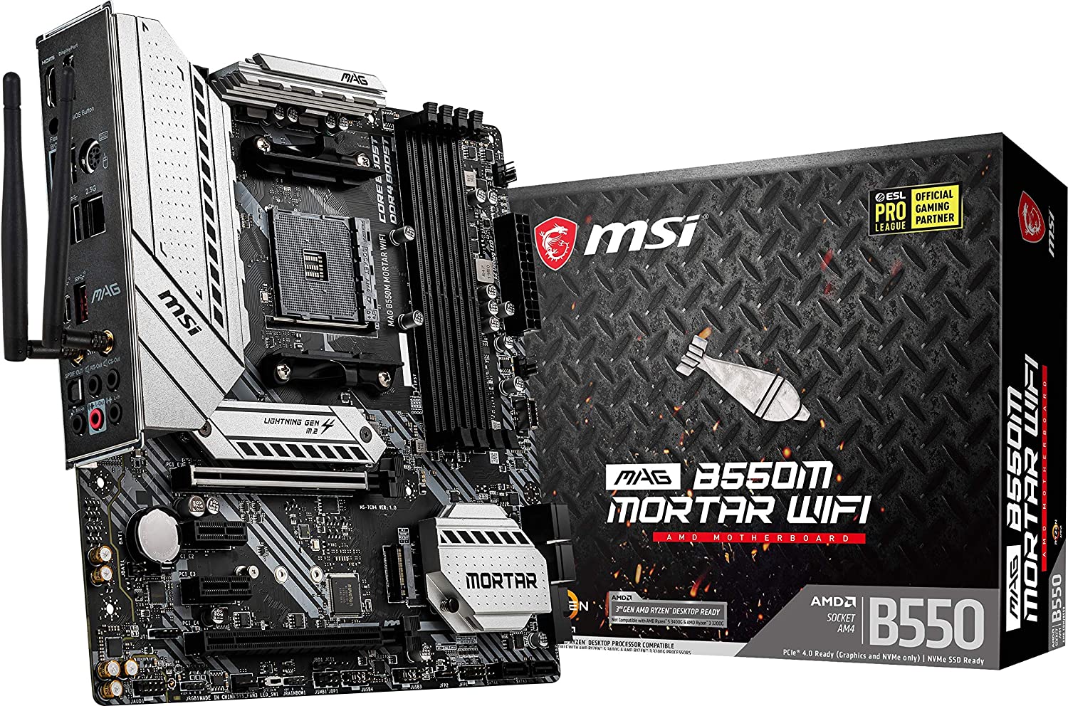 MSI MAG B550M Mortar MAX WIFI Motherboard 3rd Gen AMD Ryzen processors and future AMD Ryzen processors with BIOS update-Motherboard-dealsplant
