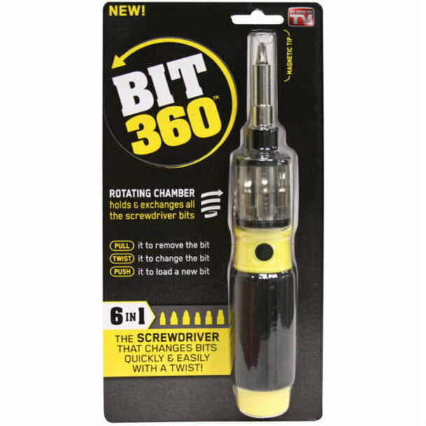 Alfa Mart Standard Bit 360 Screwdriver 6 in 1 Multifunctional Rotating Set with Magnetic Bits, Fast Switching Expansion Open Repair Tools-Screwdrivers-dealsplant