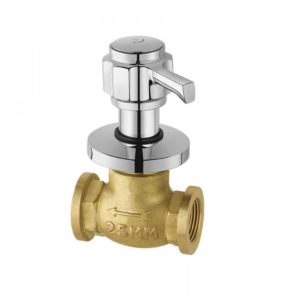 Essco Delux Flush Cock with Wall Flange, Size: 25 mm with Lever Handle DLX-CHR-551-Flush Cock-dealsplant