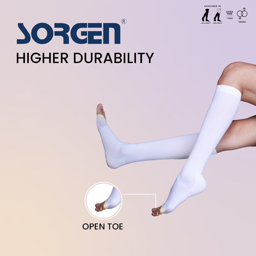 Sorgen Below Knee Anti Embolism DVT Stockings, White, 1 Pair-HEALTH &PERSONAL CARE-dealsplant