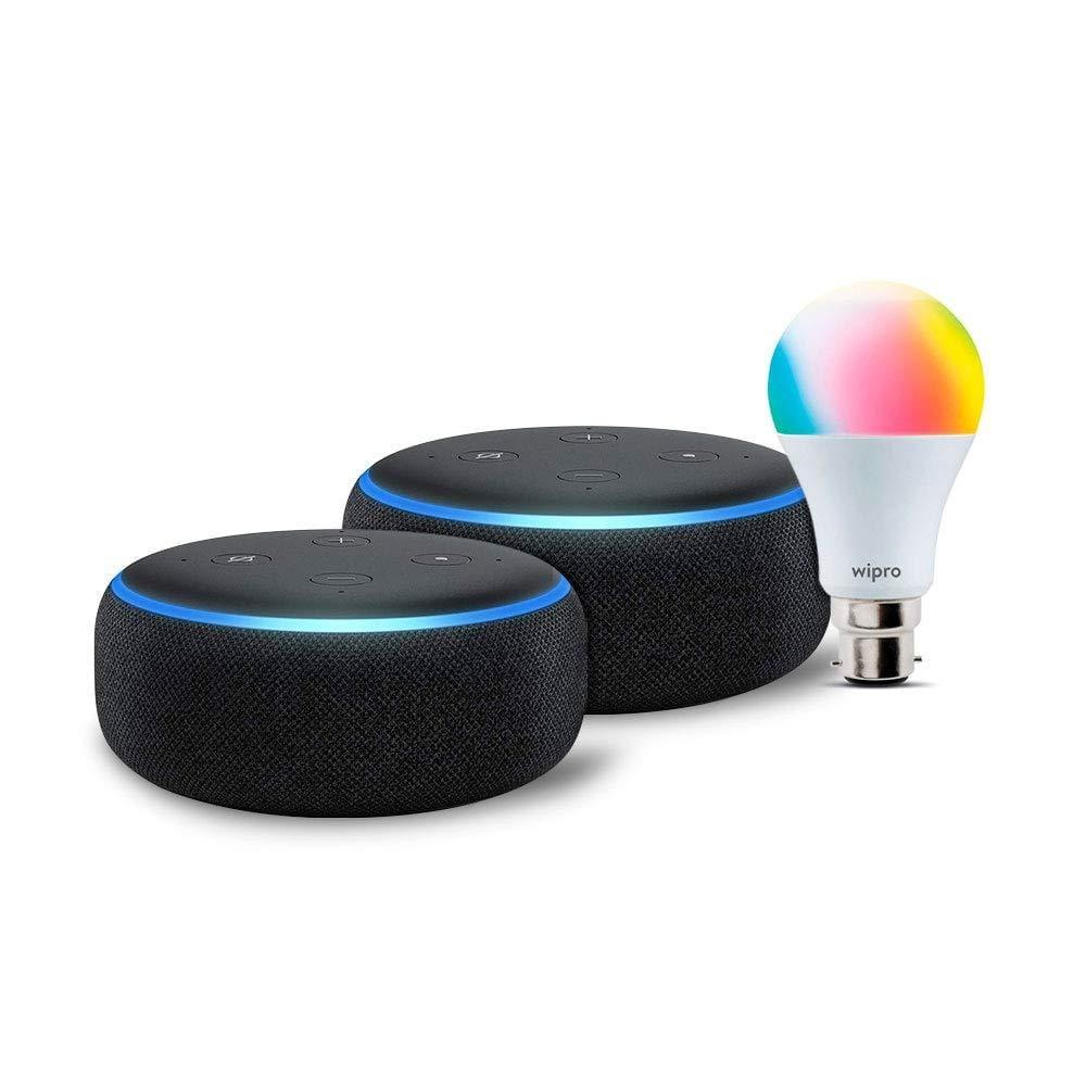 Amazon Echo Dot (3rd Gen) - #1 smart speaker brand in India with Alexa (Black) Get 1 AVITA BULB FREE (WORTH rs-1299) Exclusive for Deals plant customers.-Audio Speakers-dealsplant
