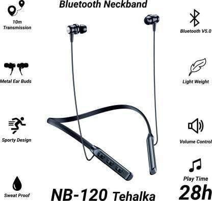 Aroma NB120 Tehalka Neckband Bluetooth Headset (Black, In the Ear)-BLUETOOTH HEADPHONES-dealsplant