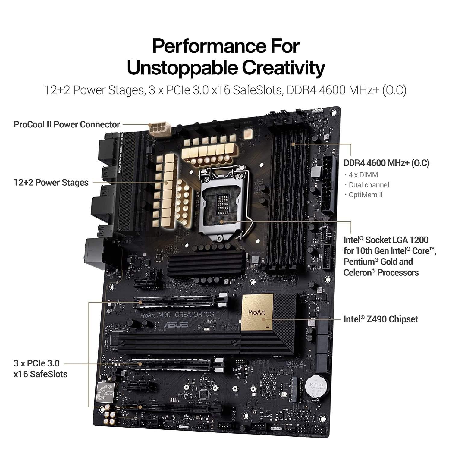 ASUS ProArt Z490-CREATOR 10G Intel Z490 LGA 1200 ATX-Mother Boards-dealsplant