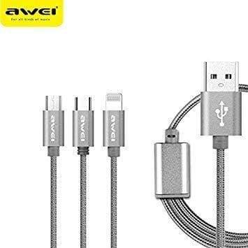 AWEI CL-970 Three in one Data Cable - Grey-Datacable & Chargers-dealsplant