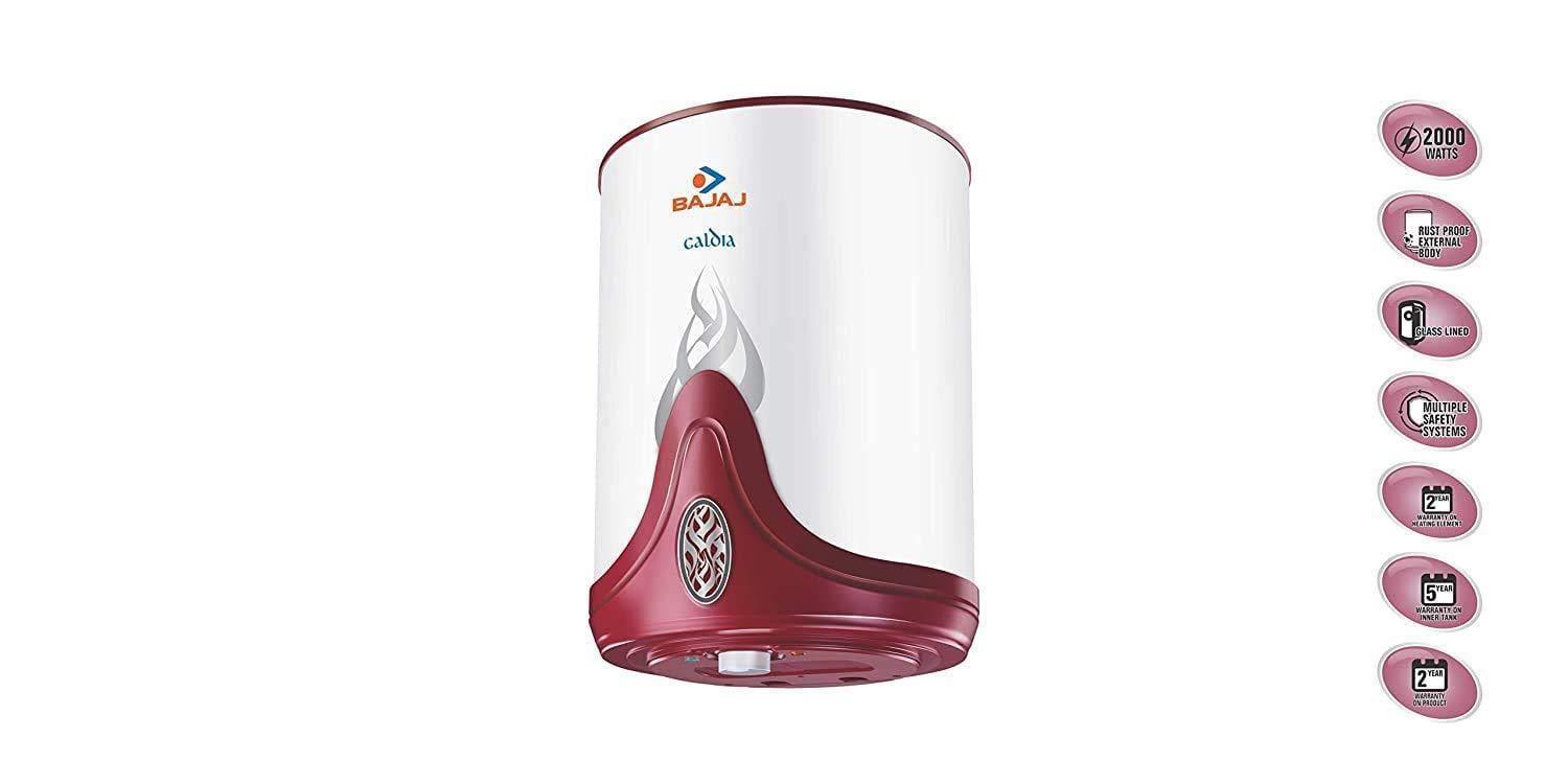 Bajaj Caldia Storage 10 Litre Vertical Water Heater (White)-Home & Kitchen Appliances-dealsplant