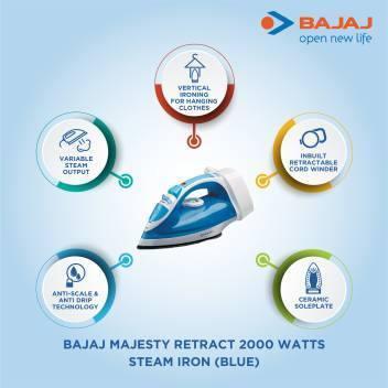 Bajaj Majesty Retract 2000 W Steam Iron-Home & Kitchen Appliances-dealsplant