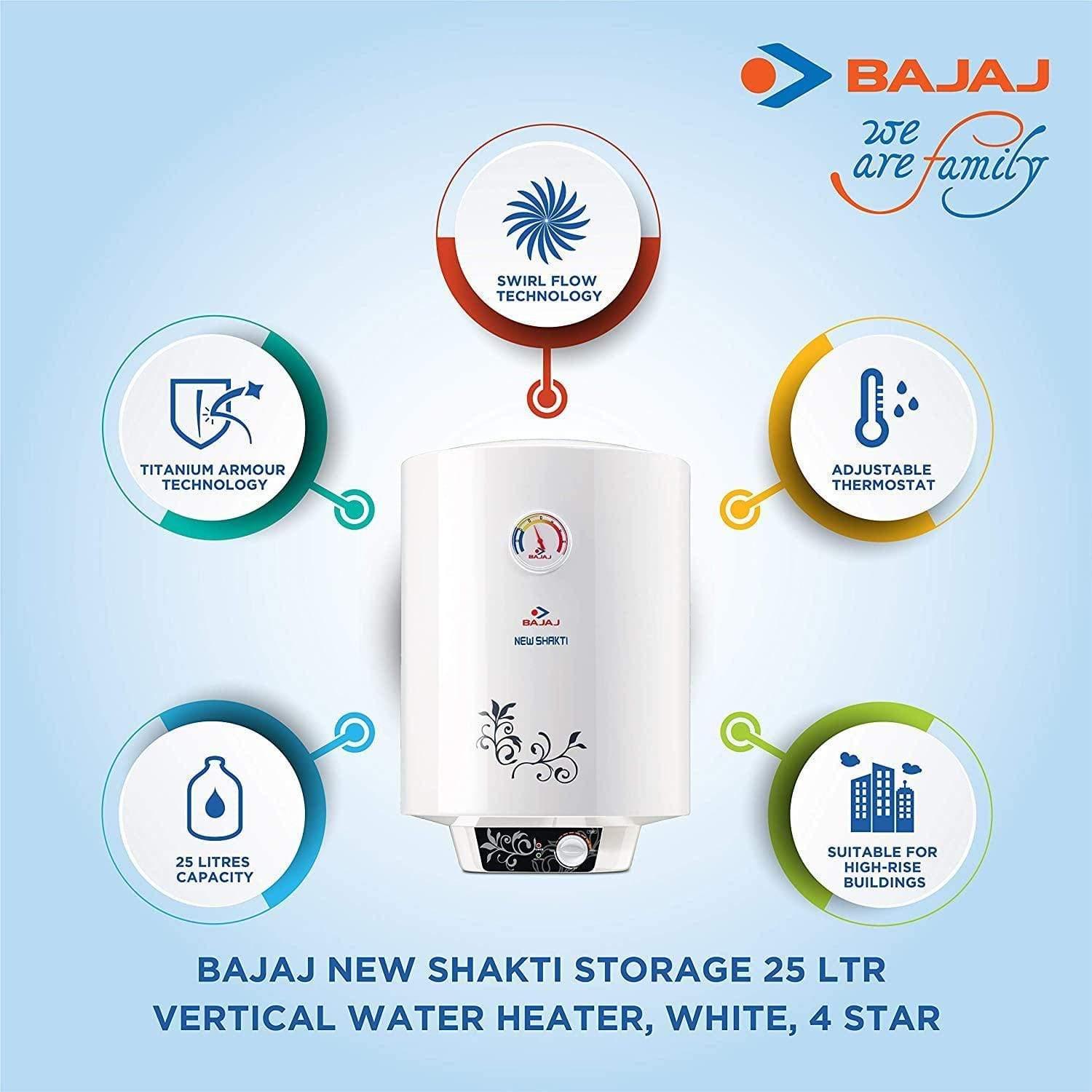 BAJAJ NEW SHAKTI GLASS LINED 10-LITRE WATER HEATER