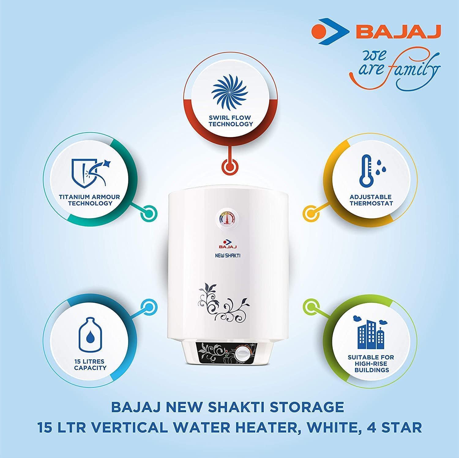BAJAJ NEW SHAKTI GLASS LINED 10-LITRE WATER HEATER-Home & Kitchen Appliances-dealsplant