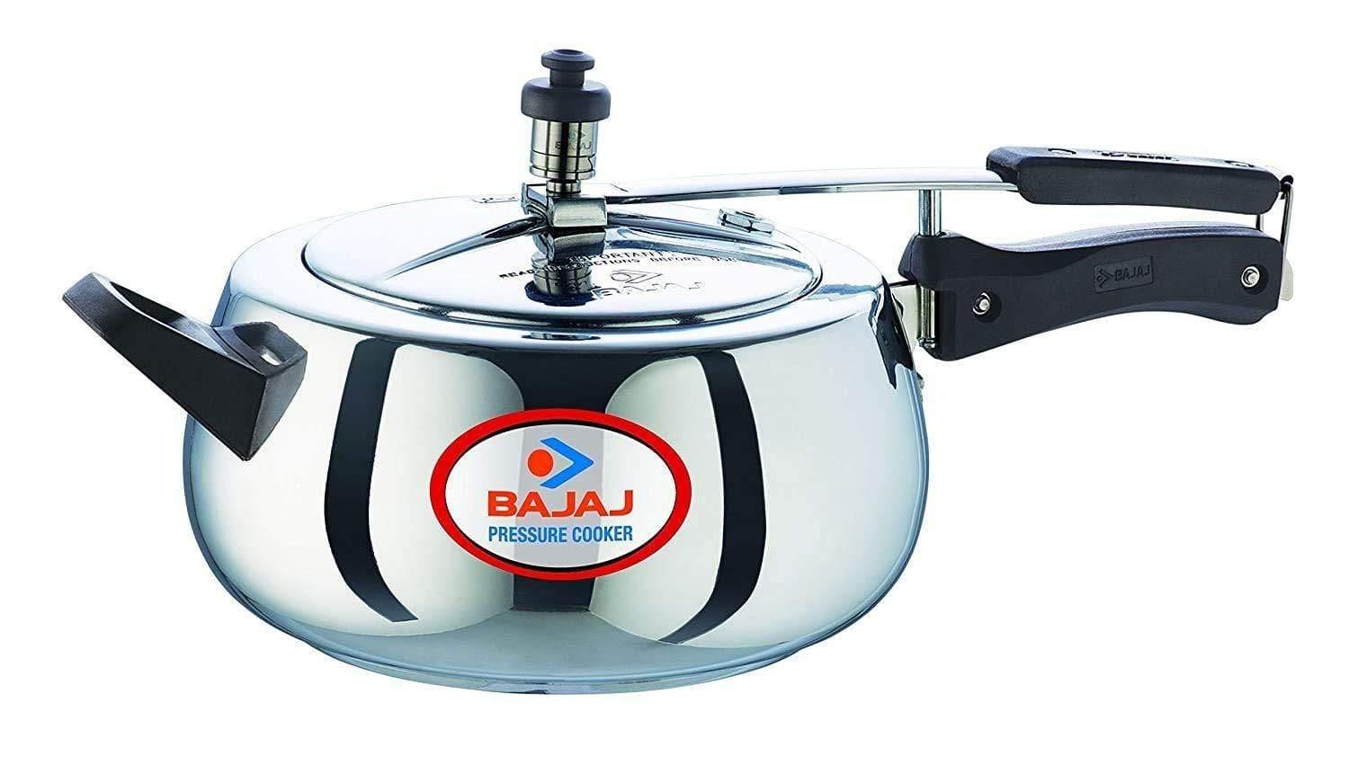Bajaj PCX 65D Aluminium Handi Pressure Cooker with Induction Base, 5 litres (Silver)-Home & Kitchen Appliances-dealsplant