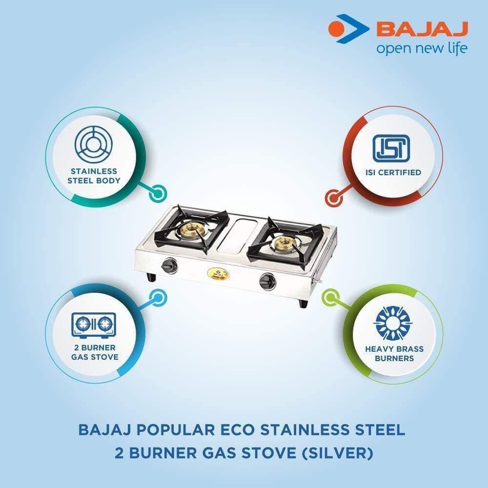 Bajaj Popular Eco, 2-Burner Stainless Steel-Home & Kitchen Appliances-dealsplant