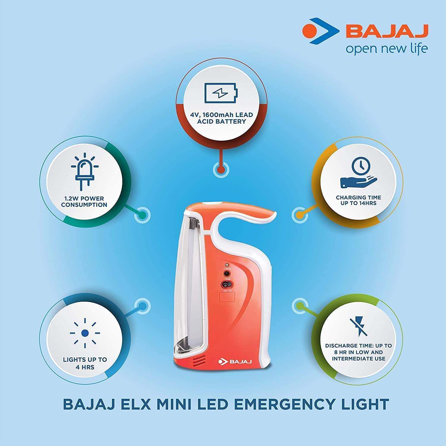 Bajaj ELX Mini 1.2-Watt LED Emergency Light (Red)-LED Light Bulbs-dealsplant