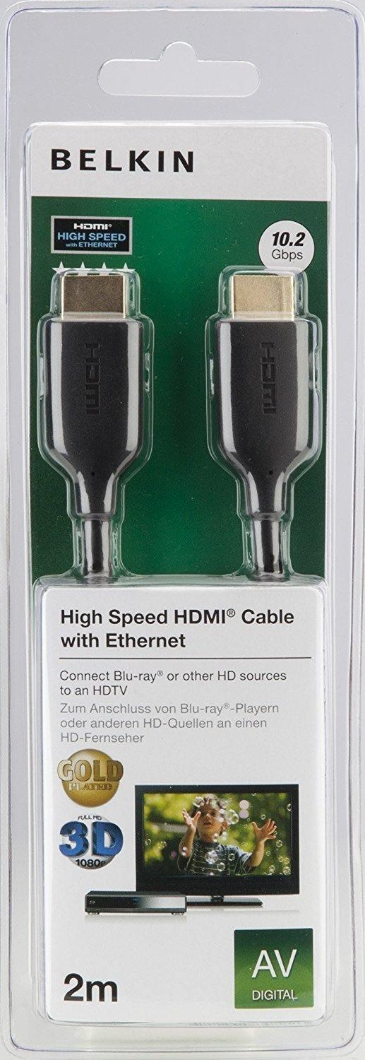 Belkin High Speed HDMI Cable Supports Ethernet 4K Gold Plated Audio Return Channel 2 meter-Cables-dealsplant
