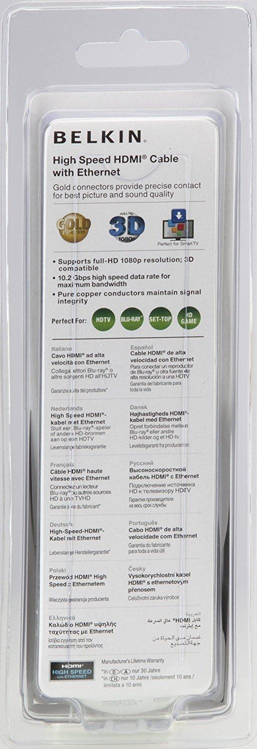 Belkin High Speed HDMI Cable Supports Ethernet 4K Gold Plated Audio Return Channel 2 meter-Cables-dealsplant