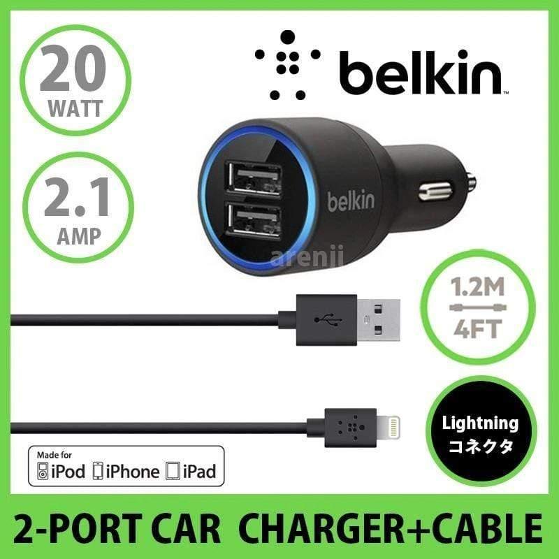 Belkin Dual Car Charger with Lightning Cable 20 Watt 2.1 Amp Per Port-Car Accessories-dealsplant