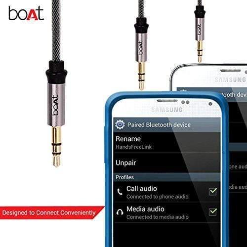 boAt 3.5mm Male to Male Gold Plated Connectors, Metallic Aux Audio Cable-aux cable-dealsplant