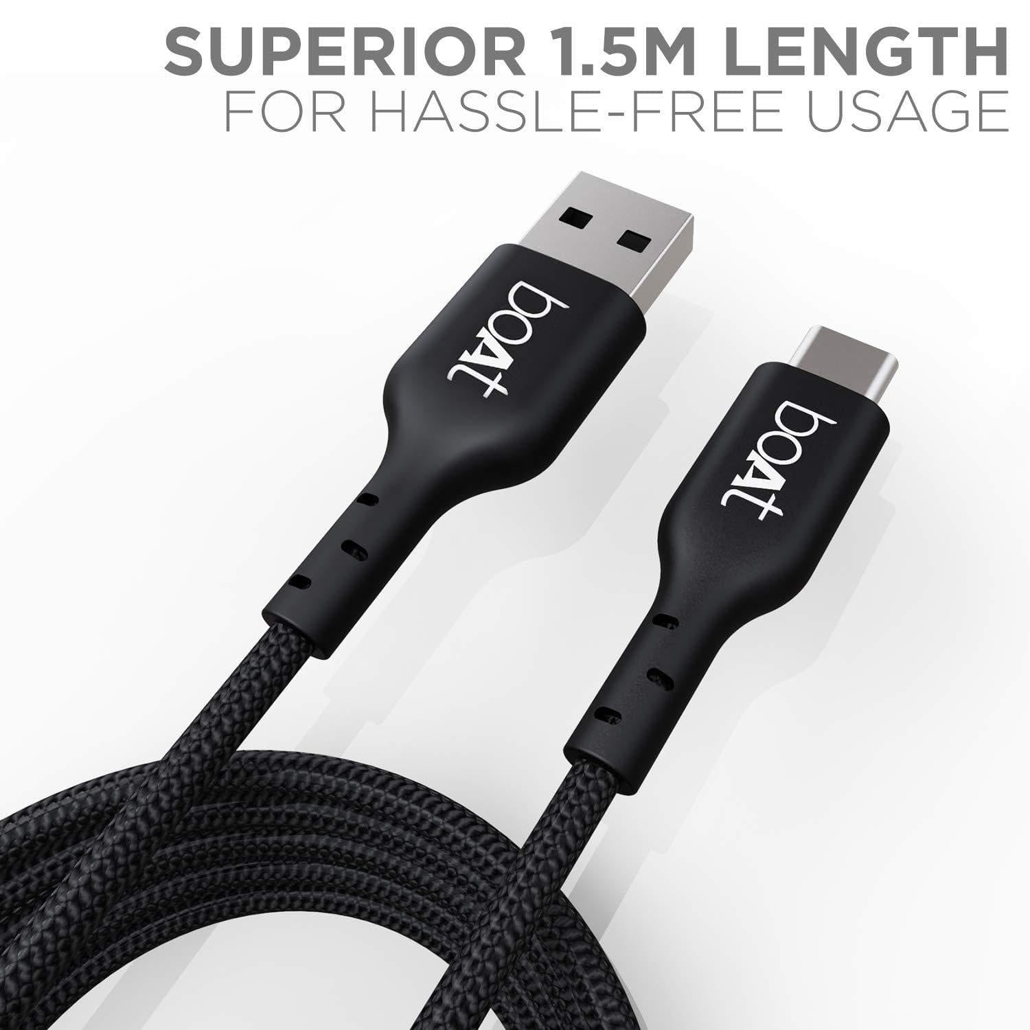 boAt A 350 Type C Cable 1.5m (Black)-C-toC type Cable-dealsplant